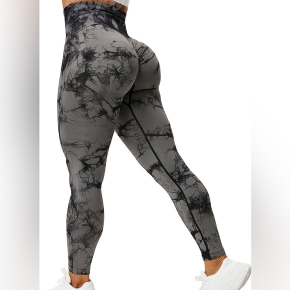 Amazon Pants - Amazon Grey Tie Dye Butt Scrunch Leggings